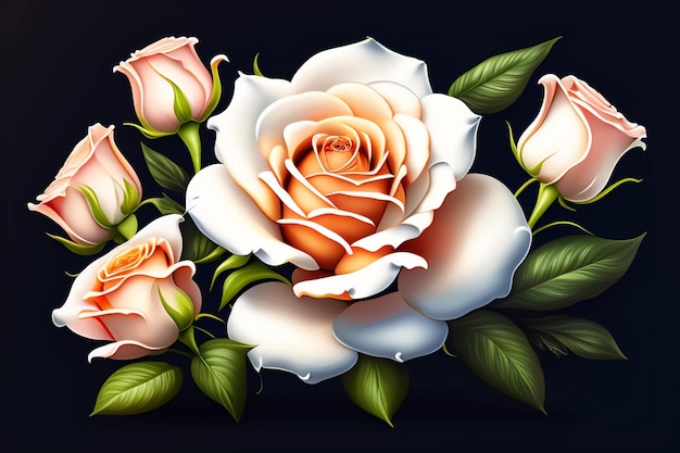 A painting of roses with the word roses on it