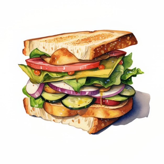 A painting of a sandwich with a sandwich on it