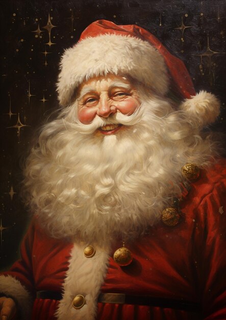 Painting of a santa claus with a beard and a mustache generative ai