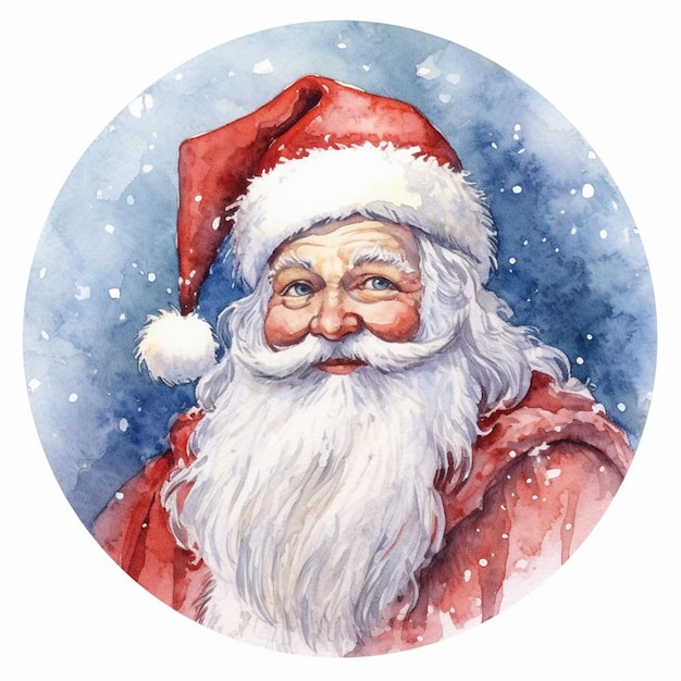 painting of a santa claus with a beard and a red hat generative ai