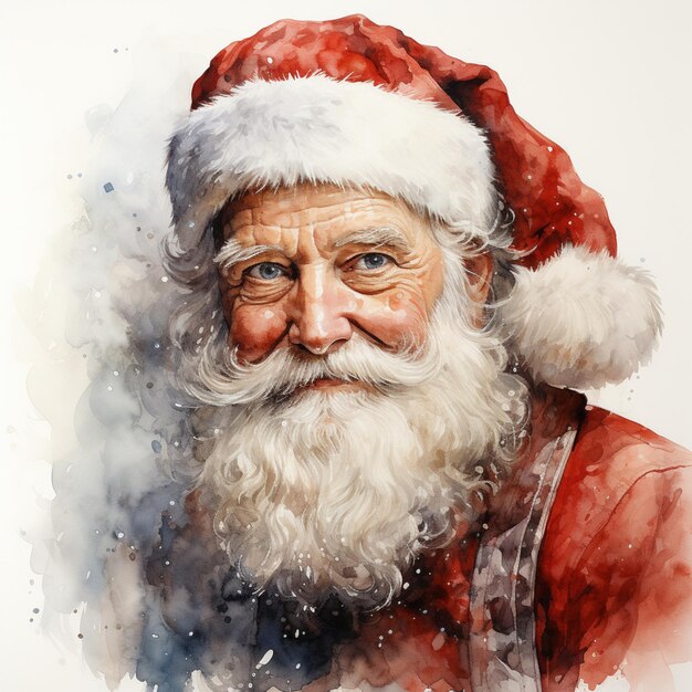 수염과 빨간 모자를 가진 산타클로스의 그림