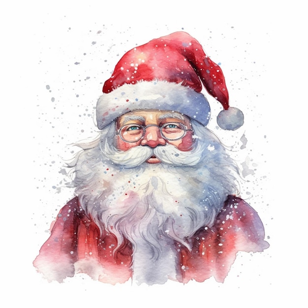 Painting of a santa claus with glasses and a beard generative ai