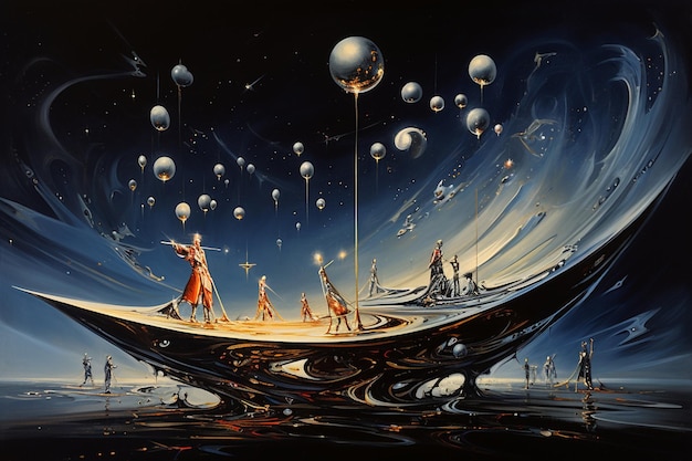 행성이라는 영화의 한 장면을 그린 그림.