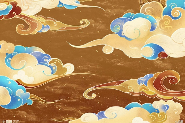 雲と海の海の絵画
