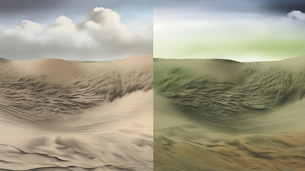 A painting of several grasses and sand dunes generative ai