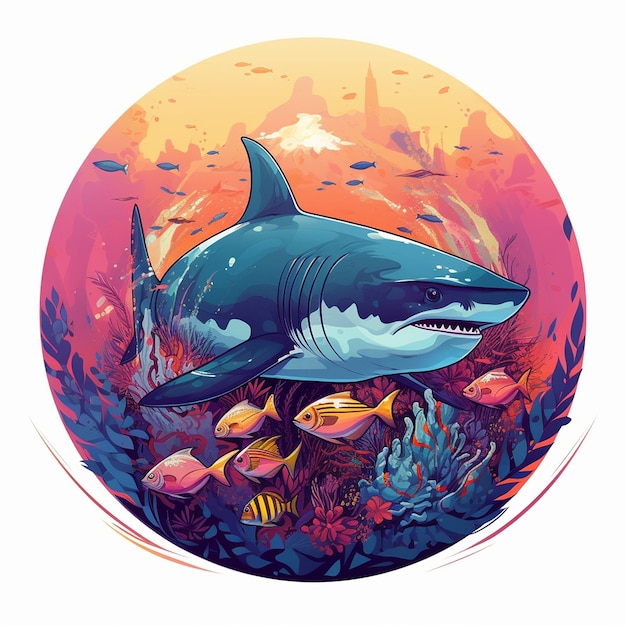 a painting of a shark with the words shark on it