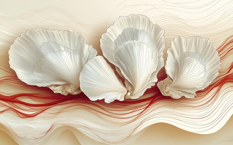Photo a painting of shells with the words quot shell quot on the bottom