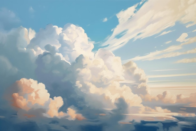 雲で満たされた空の絵 生成 AI