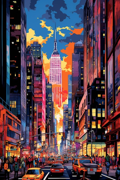 a painting of the skyline by person