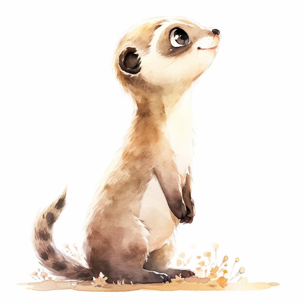 painting of a small animal with a very big eyes generative ai
