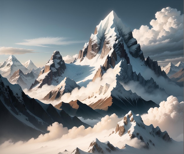 painting of snow mountains