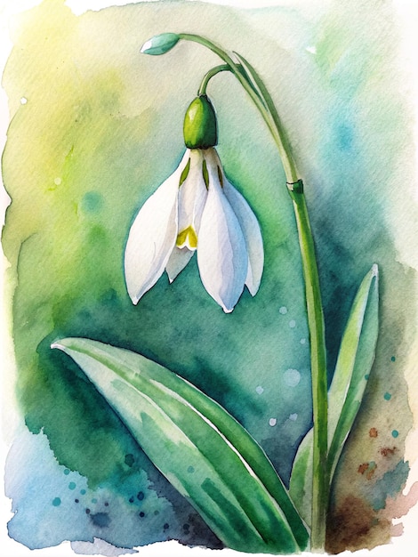 Photo a painting of a snowdrop flower