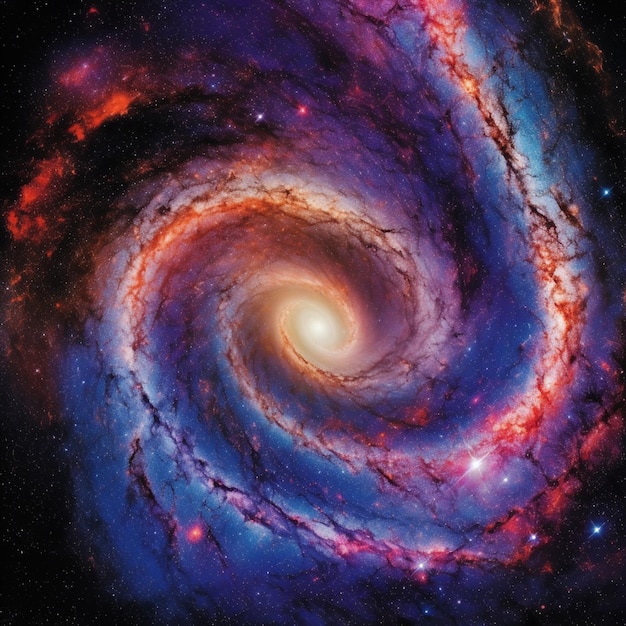 A painting of a spiral galaxy with the word galaxy on it.