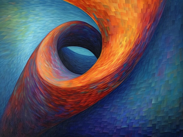 Painting of a spiral with a blue background and a red center generative ai
