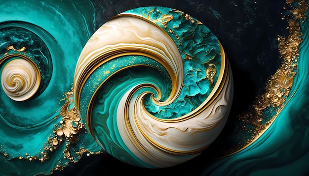 Photo a painting of a spiral with gold leaf