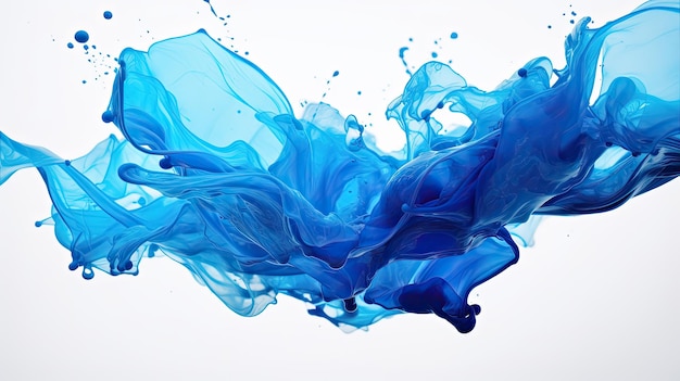 painting splashing blue on white background