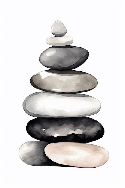 A painting of a stack of pebbles with the words " the top " on it.