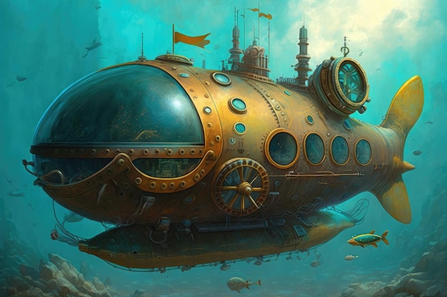 A painting of a submarine that is called the submarine.