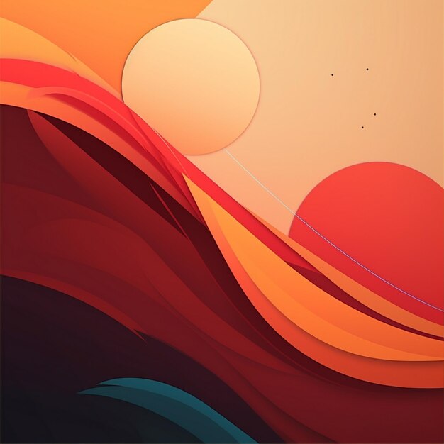 赤とオレンジの背景を持つ太陽と太陽の絵