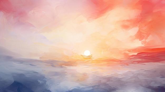 Photo a painting of a sunset over a body of water