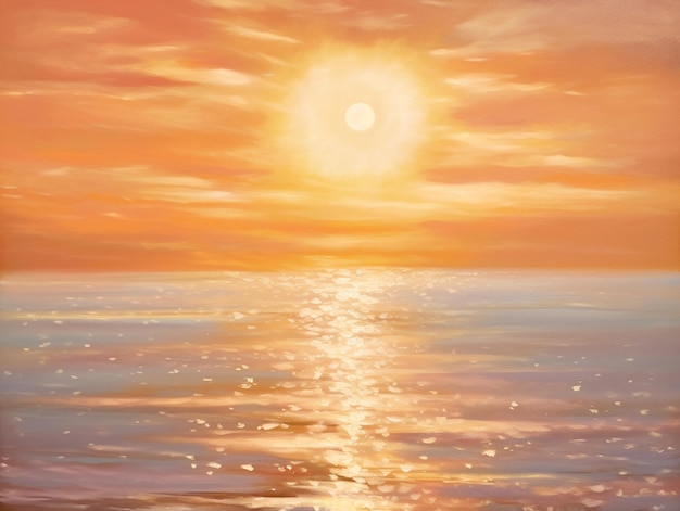 바다 위의 해가 지는 그림, 물 속의 배