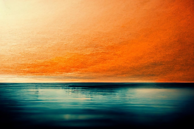 Картина заката над океаном