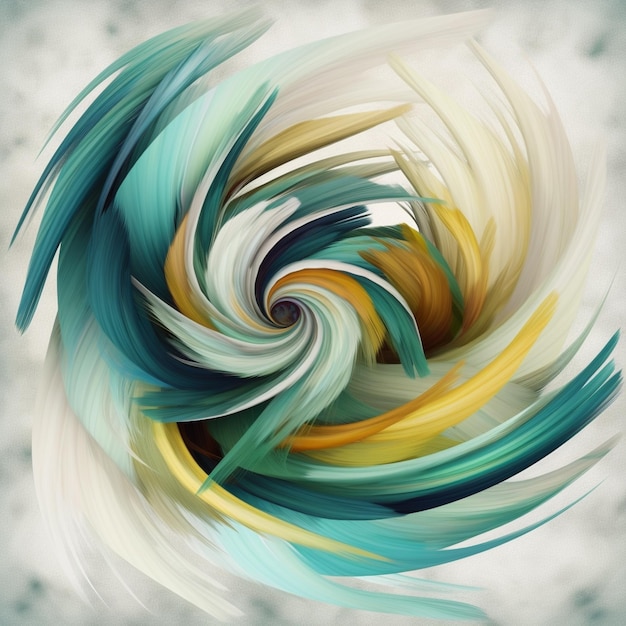 A painting of a swirl with a blue and yellow design.