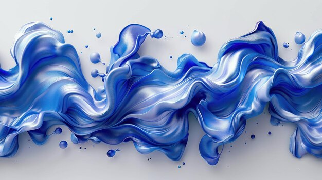 Painting of swirling blue and white patterns on a white wall