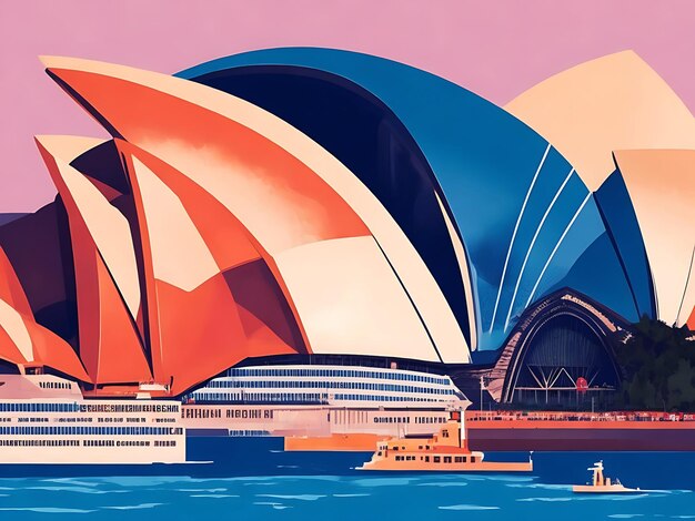 Photo a painting of sydney opera house illustration of sydney generative ai