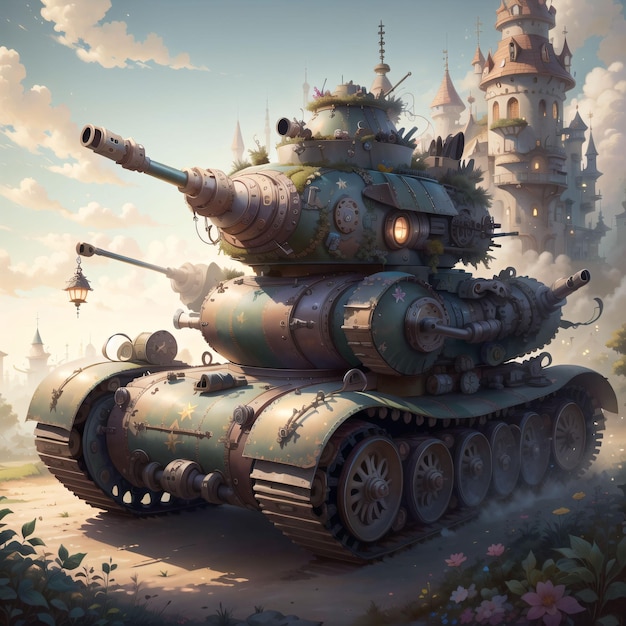 A painting of a tank