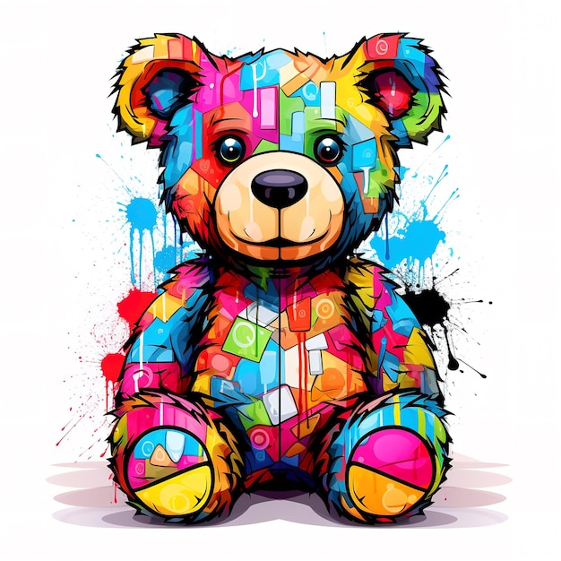 Photo painting of teddy bear designs on a clean background png for sublimation printing tshirt design clipart dtf dtg printing toy animals illustration generative aix9