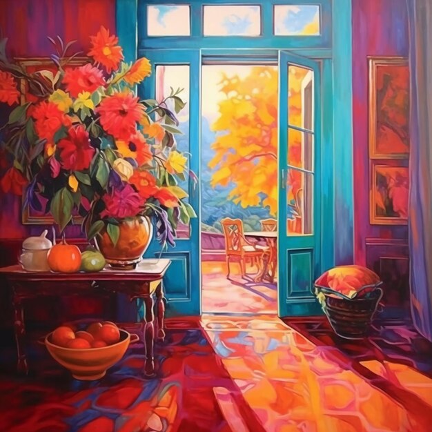 Photo a painting that captures the essence of vibrant color harmonies