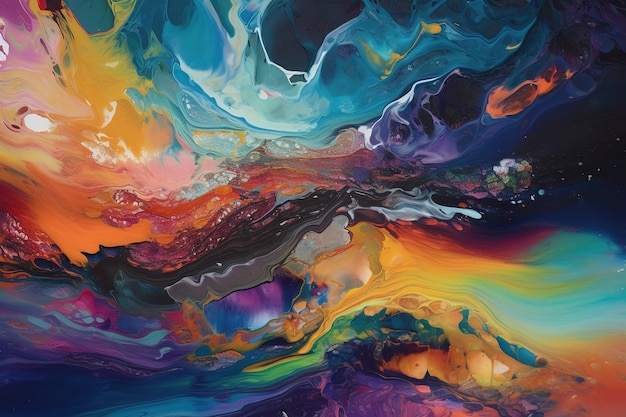 a painting that is abstract and uses paint of several colors