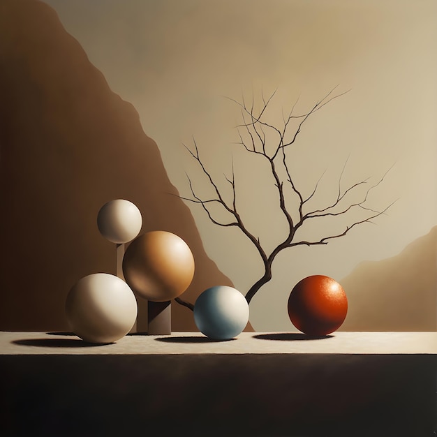 A painting of three balls with one that says " no. " on it.