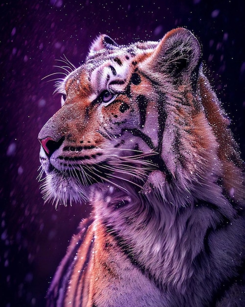 Premium Photo | A painting of a tiger in the rain