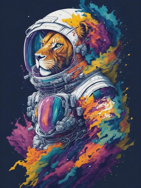 A painting of a tiger in a space suit.