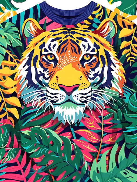 a painting of a tiger with a green background