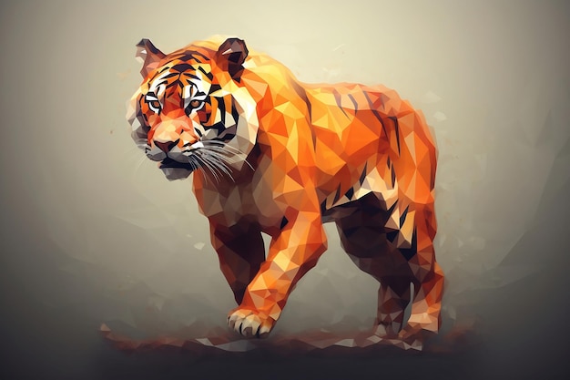 A painting of a tiger with a white background.