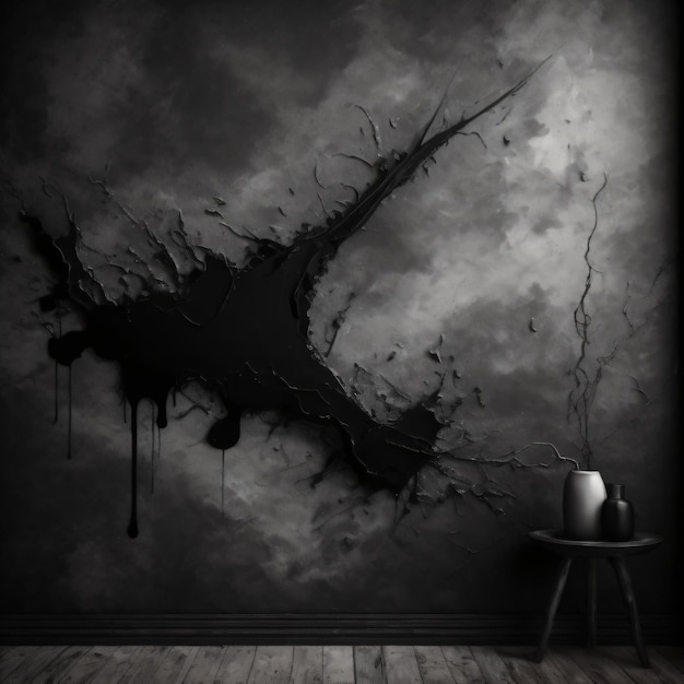 Photo a painting of a tree and a candle in a room.