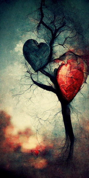 Картина дерева с сердцем на нем