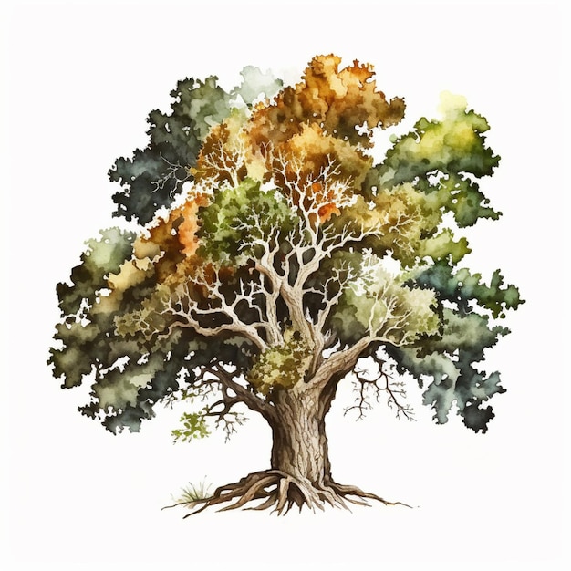 a painting of a tree with a lot of leaves on it generative ai