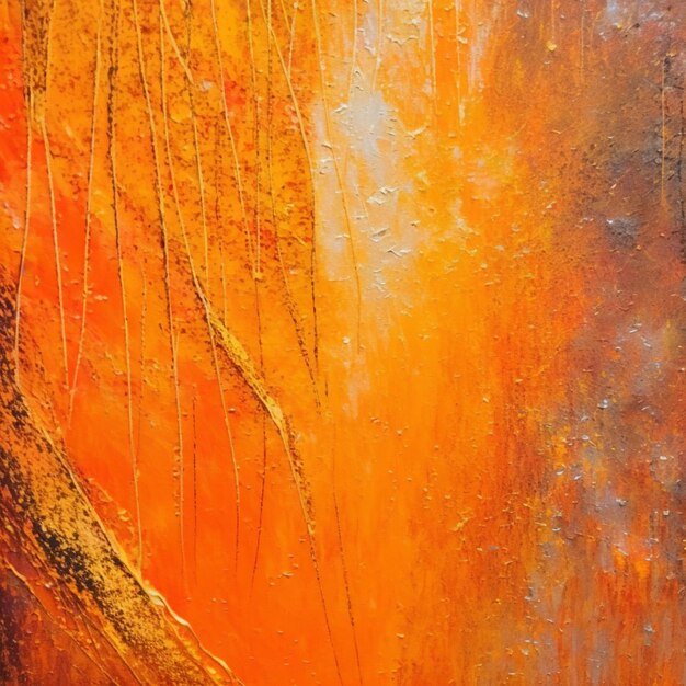 Painting of a tree with orange and yellow leaves in a forest generative ai