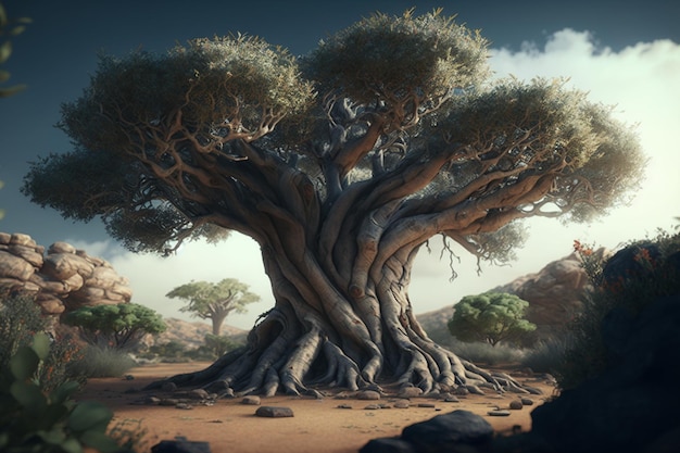 A painting of a tree with the title'the tree of life '