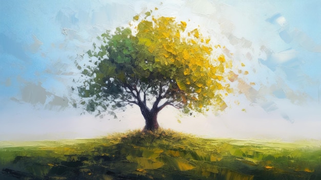 A painting of a tree with the title'the tree '