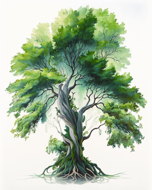 A painting of a tree with the trunk down and the trunk down.