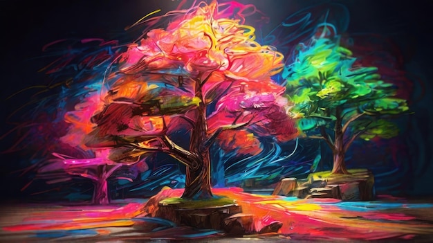 a painting of a tree with the word  tree  on it