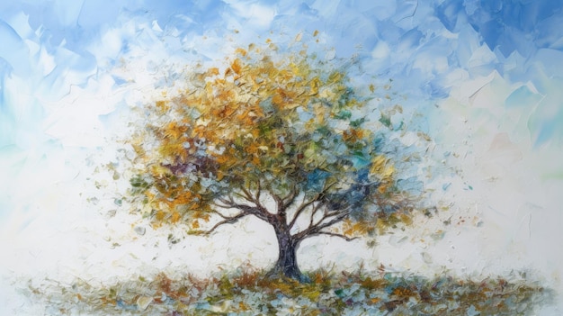A painting of a tree with the word tree on it