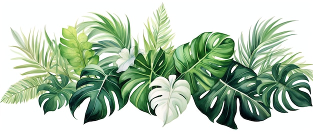 painting of tropical leaves print vector in the white background