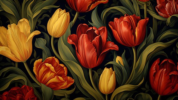 a painting of tulips by visual artist