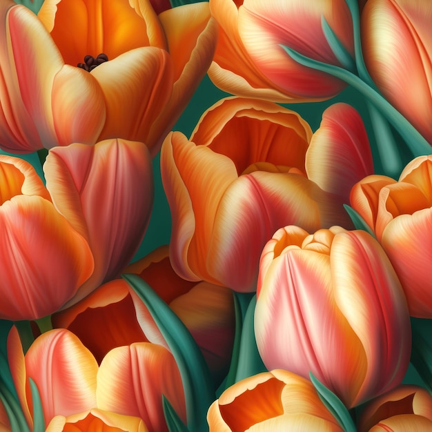 A painting of tulips with the word tulips on it.